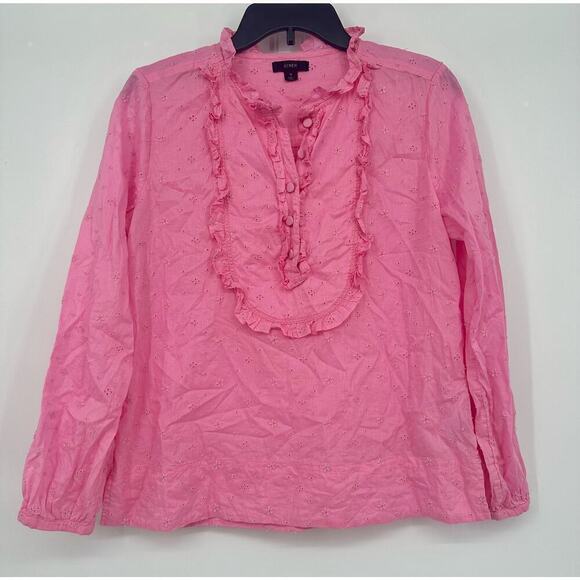 J. Crew Long-sleeve ruffle shirt in floral eyelet - Picture 3 of 9